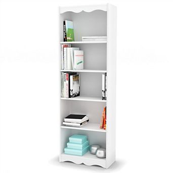 White 72-inch High Bookcase With Soft Arches And 5 Shelves