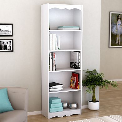 White 72-inch High Bookcase With Soft Arches And 5 Shelves