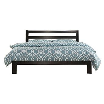 King Size Heavy Duty Metal Platform Bed Frame With Headboard And Wood Slats