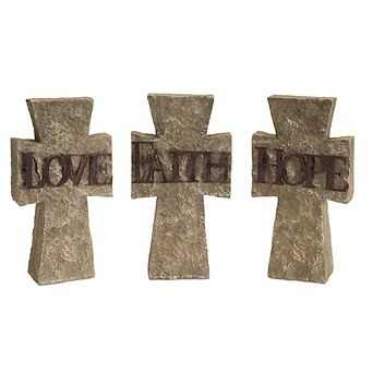 Stone Tabletop Sentiment Cross (set Of 3)