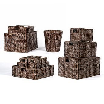 Traditional Assorted Hand-woven Hyacinth/iron Baskets