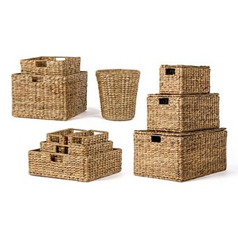 Traditional Assorted Hand-woven Hyacinth/iron Baskets