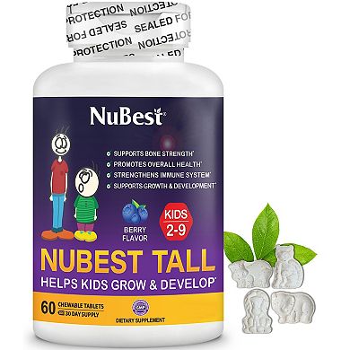 NuBest Tall Kids, Multivitamins For Kids Ages 2-9, Berry Flavor, 60 Chewable Tablets
