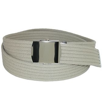 CTM Big & Tall Ribbed Fabric Belt With Nickel Buckle