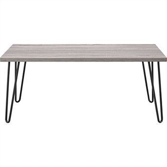 Modern Classic Vintage Style Coffee Table With Wood Top And Metal Legs