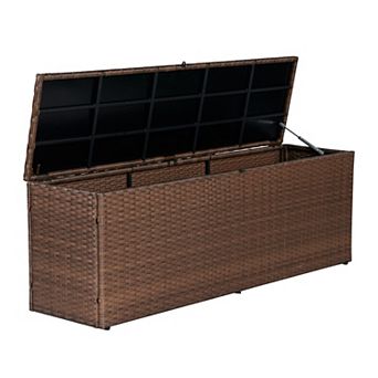 Nino 59.06" Modern Minimalist Outdoor Faux Wicker Deck And Patio Storage Box