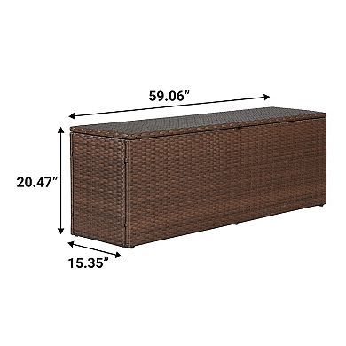Nino 59.06" Modern Minimalist Outdoor Faux Wicker Deck And Patio Storage Box