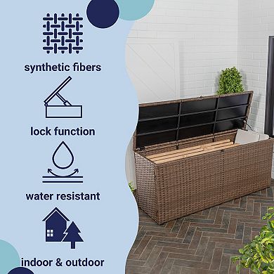 Nino 59.06" Modern Minimalist Outdoor Faux Wicker Deck And Patio Storage Box