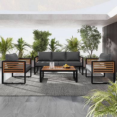Large Size 4-pieces Outdoor Furniture Sofa For 5 Person Conversation Set