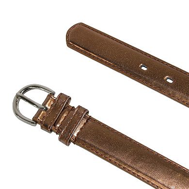 Ctm Women's Leather Metallic Dress Belt (pack Of 2 Colors)