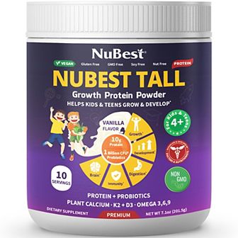 NuBest Tall Protein, Vegan Growth Protein Powder for Ages 4+, Vanilla Flavor, 10 Servings