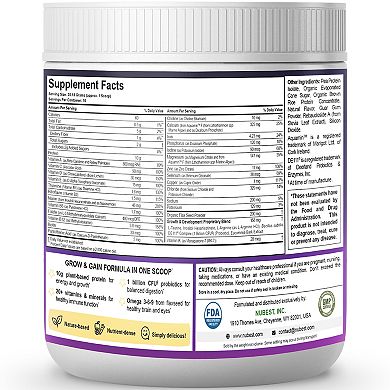 NuBest Tall Protein, Vegan Growth Protein Powder for Ages 4+, Vanilla Flavor, 10 Servings