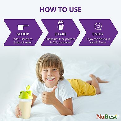 NuBest Tall Protein, Vegan Growth Protein Powder for Ages 4+, Vanilla Flavor, 10 Servings