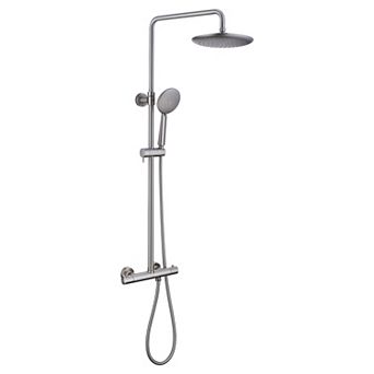 CASAINC Thermostatic Round Shower Faucet Waterfall Shower System for Bathroom