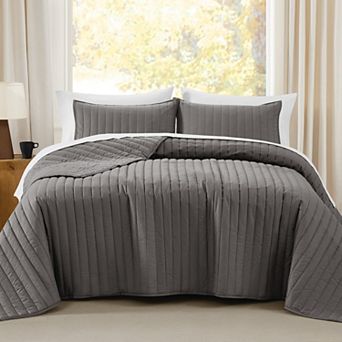 Brooklyn Loom 3 pc Oversized Cotton Percale Quilt Set
