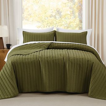 Brooklyn Loom 3 pc Oversized Cotton Percale Quilt Set