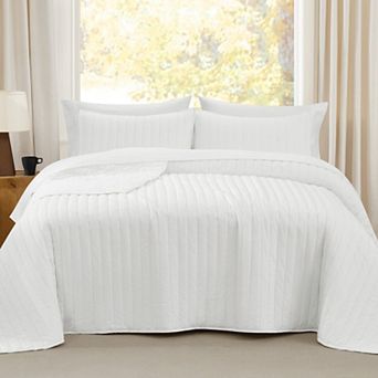 Brooklyn Loom 3 pc Oversized Cotton Percale Quilt Set