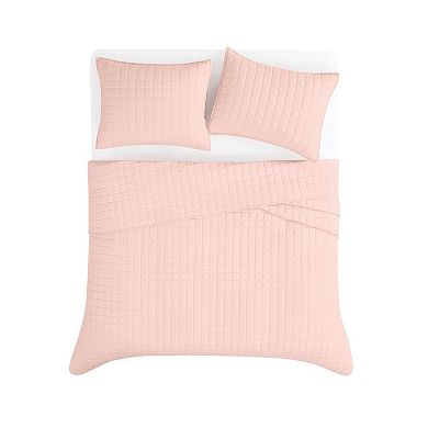 Brooklyn Loom Solid Linen 3-Piece Quilt Set in Blush