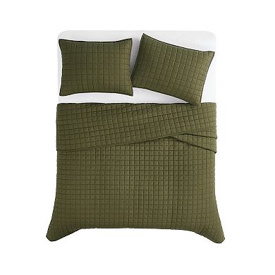 Brooklyn Loom Linen Moss Green Quilt Set