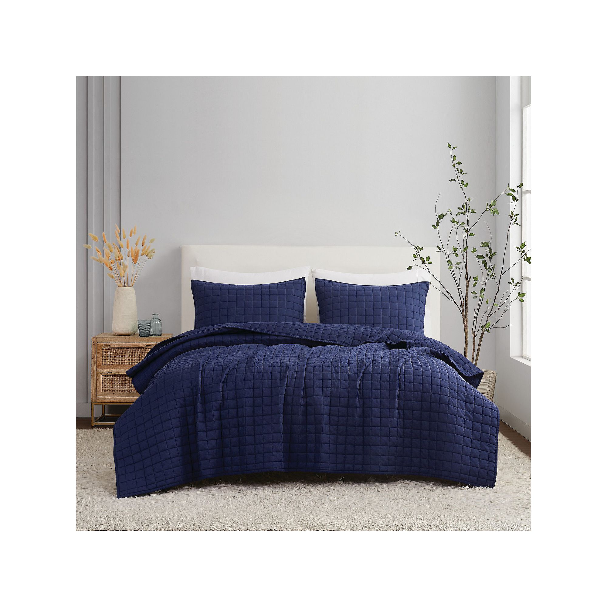 Brooklyn Loom Linen Navy Blue King Quilt Set