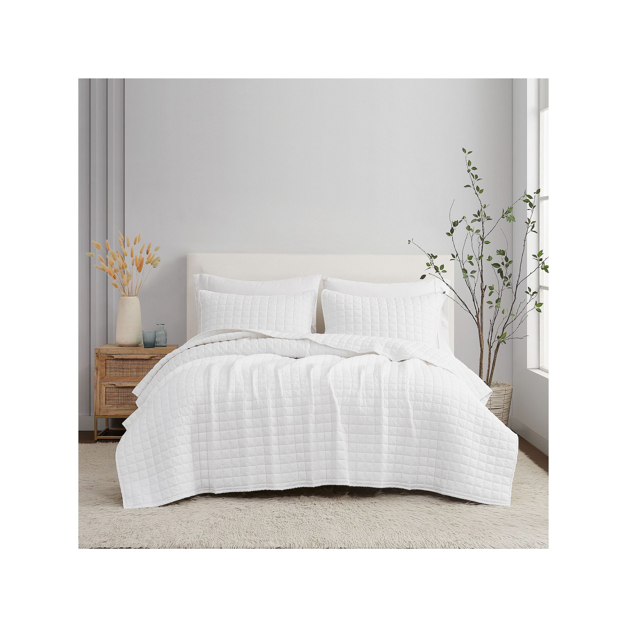 Brooklyn Loom 3 Pc White Quilt Set