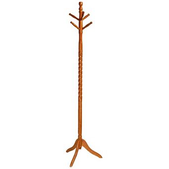 Twist Wood Coat Rack Entryway Hall Tree Hat Rack with Oak Finish