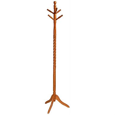 Twist Wood Coat Rack Entryway Hall Tree Hat Rack with Oak Finish
