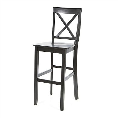 Set Of 2 - X-back 30-inch Solid Wood Barstool