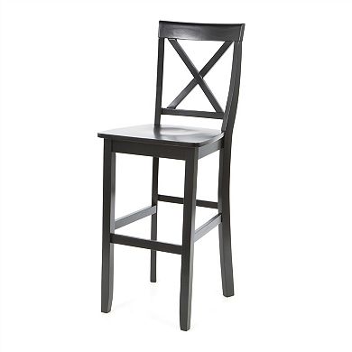 Set Of 2 - X-back 30-inch Solid Wood Barstool