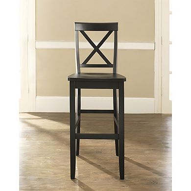 Set Of 2 - X-back 30-inch Solid Wood Barstool