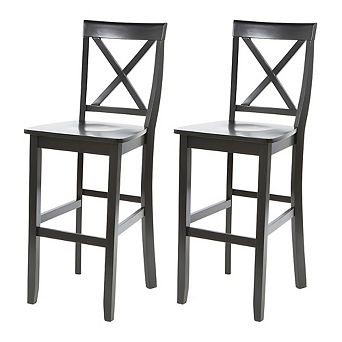 Set Of 2 - X-back 30-inch Solid Wood Barstool