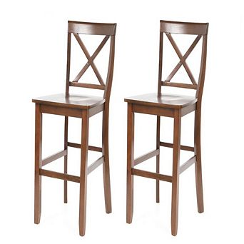 Set Of 2 - X-back 30-inch Solid Wood Barstool