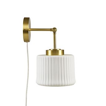 INK+IVY Luminex White Ceramic Wall Sconce with Adjustable Swing Arm