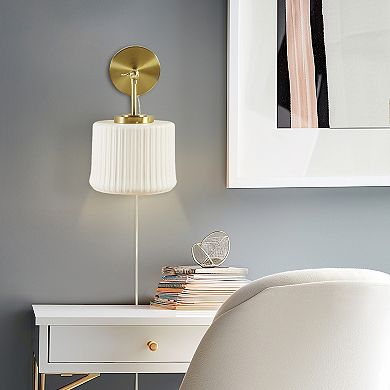 INK+IVY Luminex White Ceramic Wall Sconce with Adjustable Swing Arm
