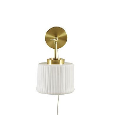 INK+IVY Luminex White Ceramic Wall Sconce with Adjustable Swing Arm