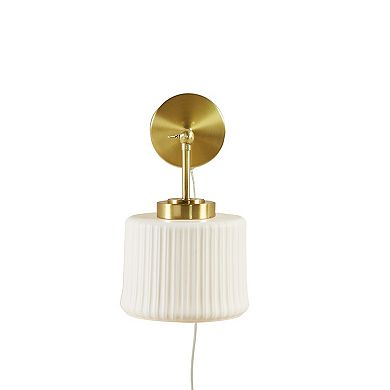 INK+IVY Luminex White Ceramic Wall Sconce with Adjustable Swing Arm