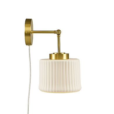 INK+IVY Luminex White Ceramic Wall Sconce with Adjustable Swing Arm