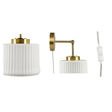 INK+IVY Luminex White Ceramic Wall Sconce with Adjustable Swing Arm