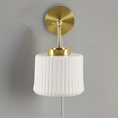 INK+IVY Luminex White Ceramic Wall Sconce with Adjustable Swing Arm