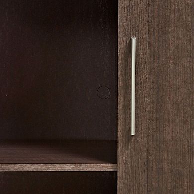 Wardrobe Cabinet with Full-Width Slide-Out Top, Adjustable Shelves, and Pullout Printer Shelf