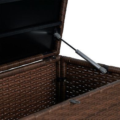 Nino 31.5" Modern Minimalist Outdoor Faux Wicker Deck And Patio Storage Box