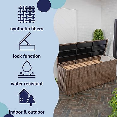 Nino 31.5" Modern Minimalist Outdoor Faux Wicker Deck And Patio Storage Box