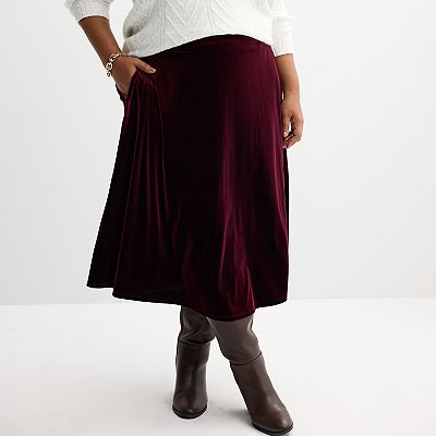 Plus Size Croft Barrow® Velvet Midi Skirt