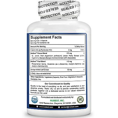 NuBest NuBrain, For Brain Health, Focus & Memory, 60 Vegan Capsules