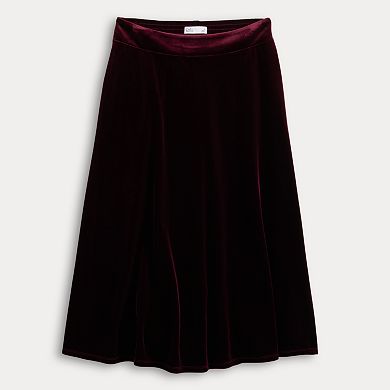 Petite Croft & Barrow® Velvet Midi Skirt