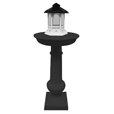 Modern Round Cast Aluminum Metal 40-in Black Bird Bath And Bird Feeder Combo