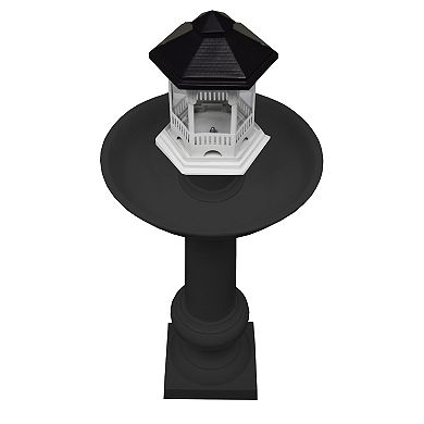 Modern Round Cast Aluminum Metal 40-in Black Bird Bath And Bird Feeder Combo