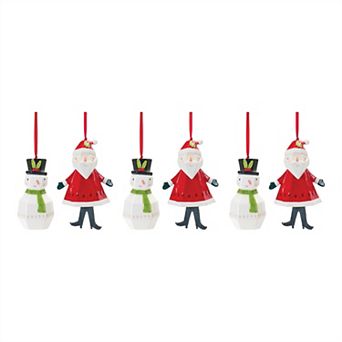 Whimsical Santa And Snowman Ornament (Set Of 6)