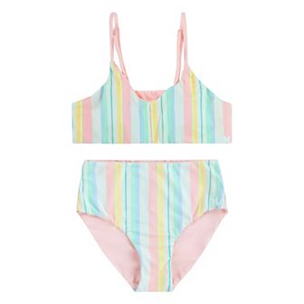 Girls 7-16 Hurley UPF Reversible Triangle Bikini Top & High Waisted Bottoms Swim 2 pc Set