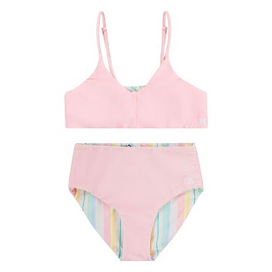 Girls 7-16 Hurley UPF Reversible Triangle Bikini Top & High Waisted Bottoms Swim 2-Piece Set